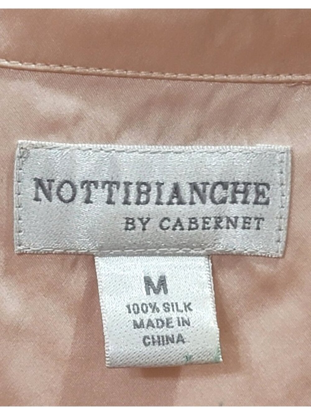 Nottibianche 100% Silk Pajama Set Pink Size M Button-Up Top Elastic Waist Pants - Picture 10 of 10